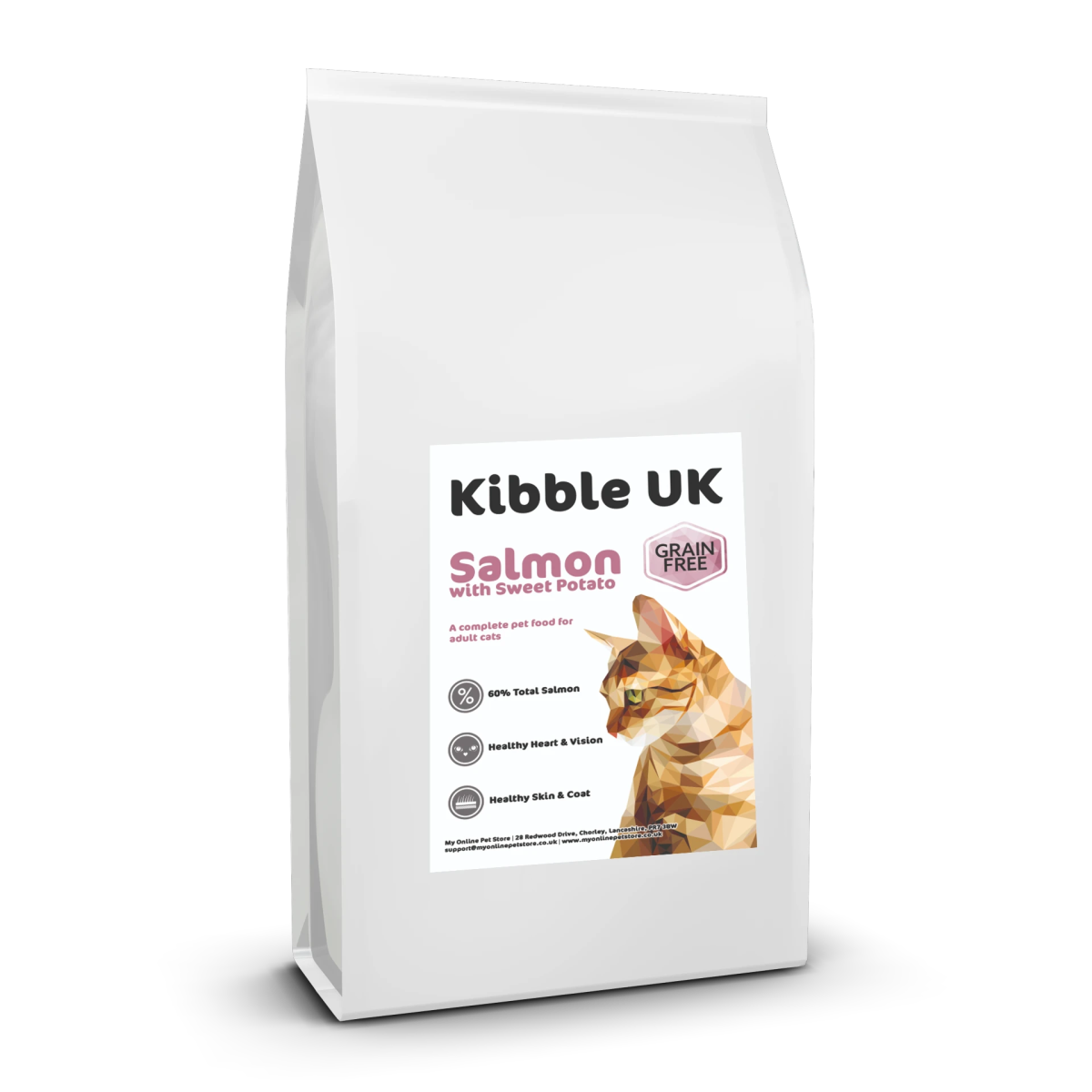 Grain Free Adult Cat Food - Salmon with Sweet Potato - Kibble UK - My Online Pet Store