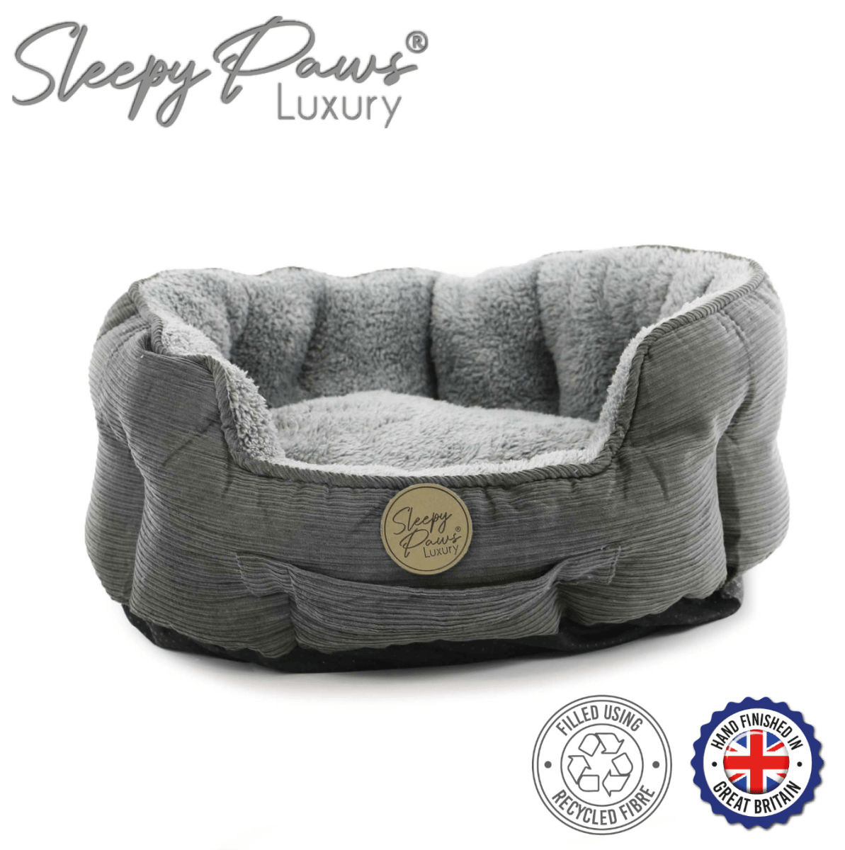 Ancol Sleepy Paws Grey Cord Oval Bed Premium Dog Bed