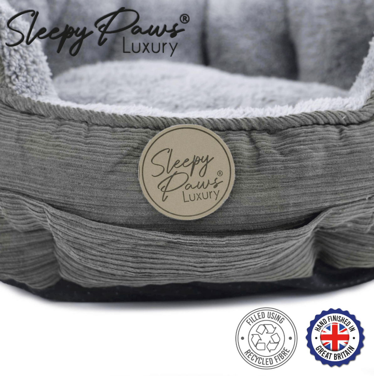 Ancol Sleepy Paws Grey Cord Oval Bed - Kibble UK - My Online Pet Store