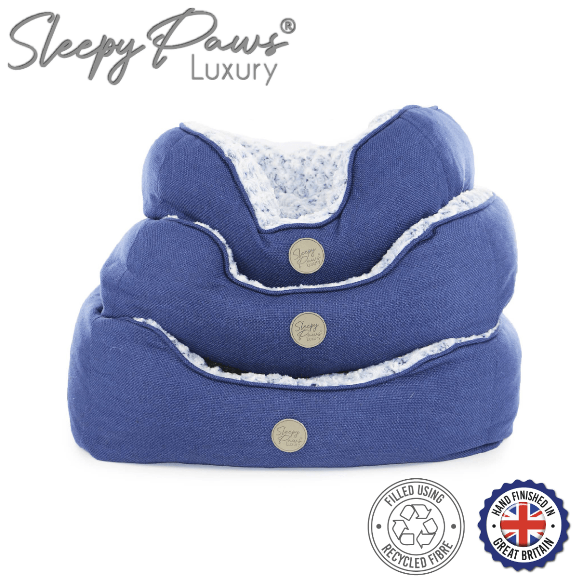 Ancol Sleepy Paws Navy Square Bed - Kibble UK - My Online Pet Store