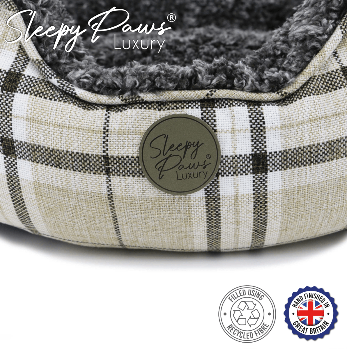 Ancol Sleepy Paws Oatmeal & Check Square Bed - Kibble UK - My Online Pet Store
