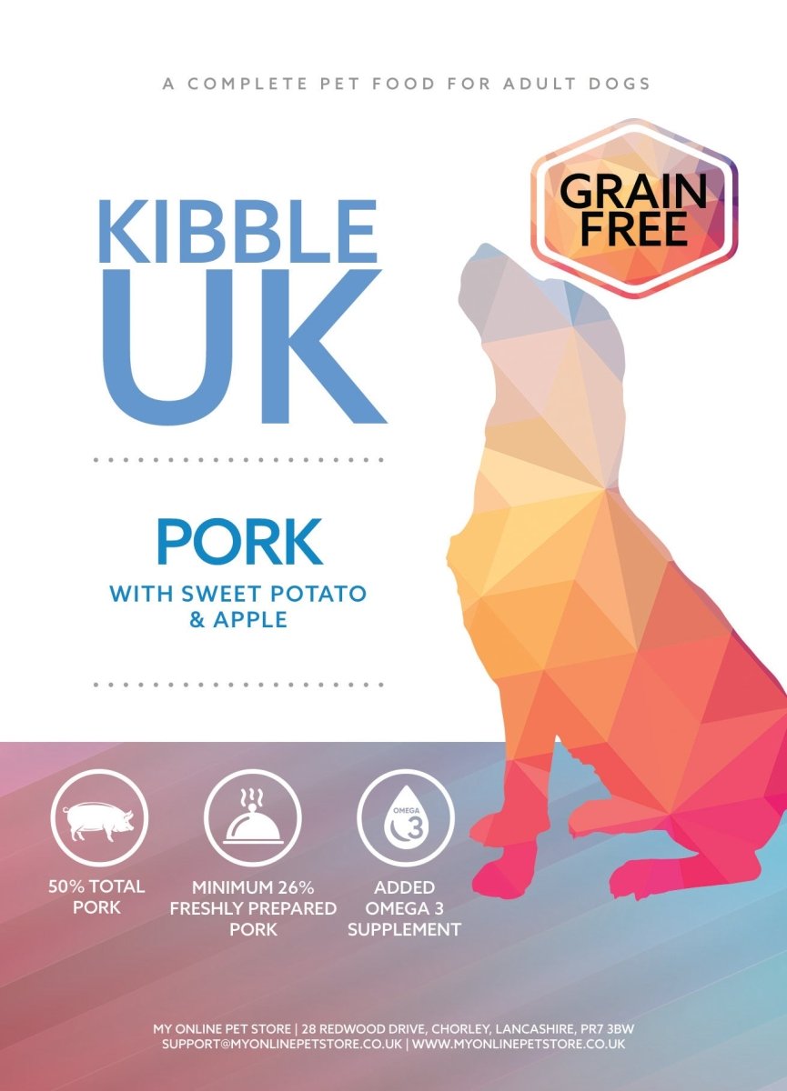 Grain Free Adult Dog Food - Pork with Sweet Potato & Apple - Kibble UK - My Online Pet Store