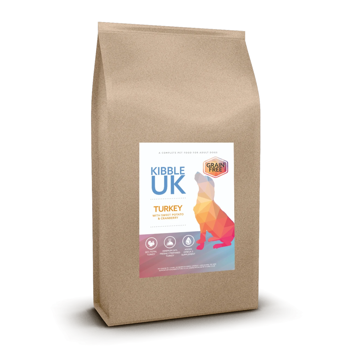 Grain Free Adult Dog Food - Turkey with Sweet Potato & Cranberry - Kibble UK - My Online Pet Store