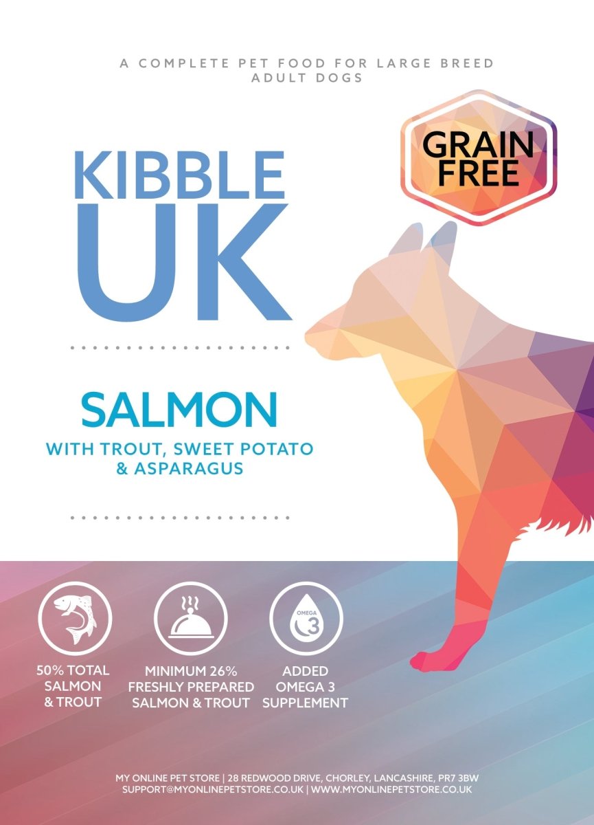 Grain Free Large Breed Dog Food- Salmon with Trout, Sweet Potato & Asparagus - Kibble UK - My Online Pet Store