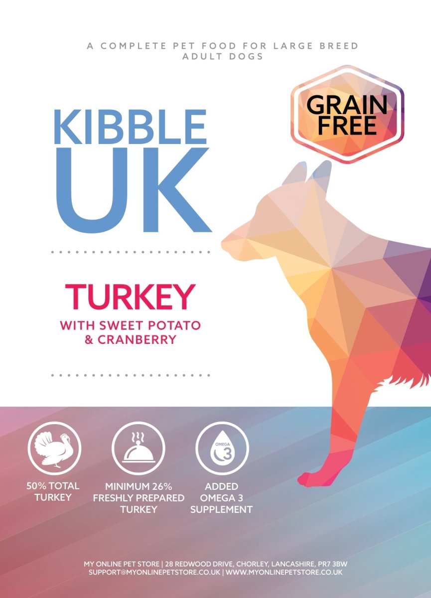 Grain Free Large Breed Dog Food - Turkey with Sweet Potato & Cranberry - Kibble UK - My Online Pet Store