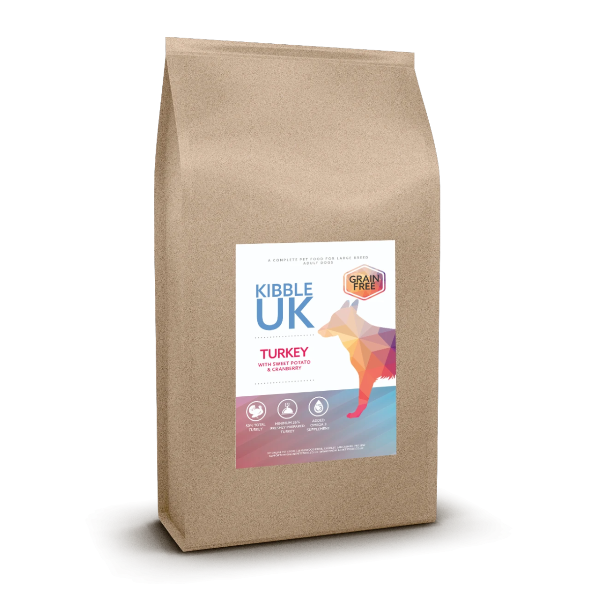 Grain Free Large Breed Dog Food - Turkey with Sweet Potato & Cranberry - Kibble UK - My Online Pet Store