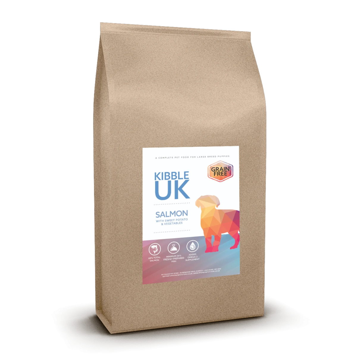 Grain Free Large Breed Puppy Food - Salmon with Sweet Potato & Vegetables - Kibble UK - My Online Pet Store