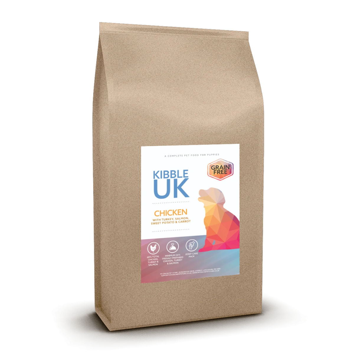 Grain Free Puppy Food - Chicken with Turkey, Salmon, Sweet Potato & Carrot - Kibble UK - My Online Pet Store
