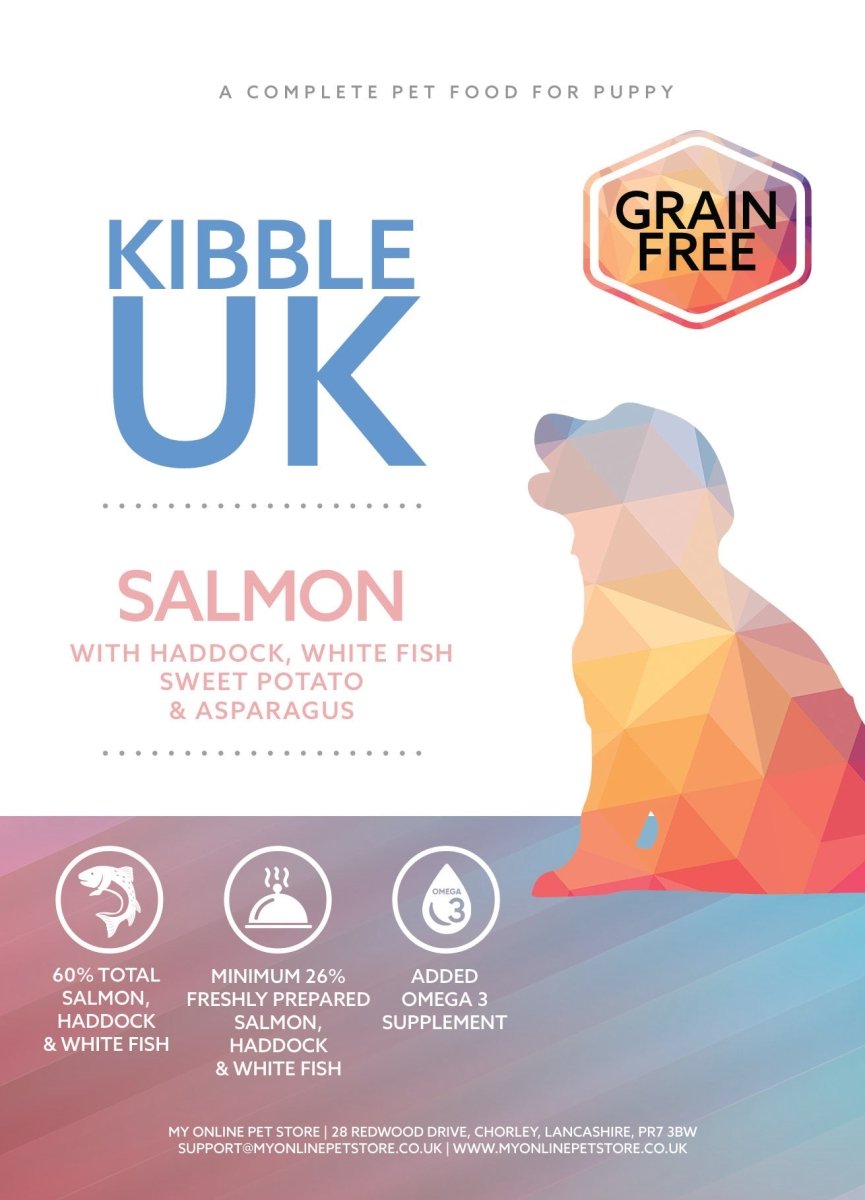 Grain Free Puppy Food - Salmon with Haddock, Blue Whiting, Sweet Potato & Asparagus - Kibble UK - My Online Pet Store