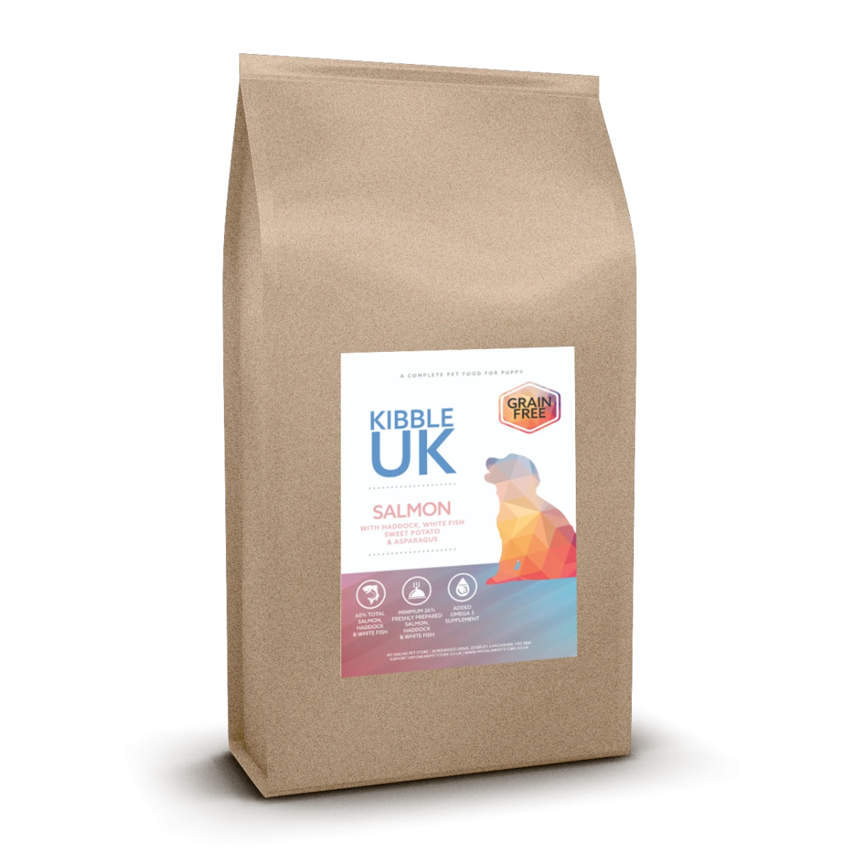 Grain Free Puppy Food - Salmon with Haddock, Blue Whiting, Sweet Potato & Asparagus - Kibble UK - My Online Pet Store