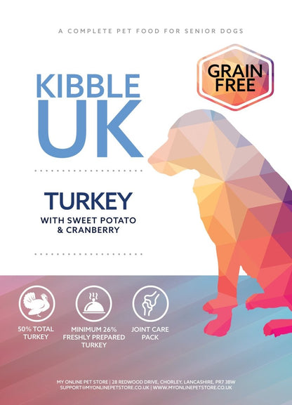 Grain Free Senior Dog Dog Food - Turkey with Sweet Potato & Cranberry - Kibble UK - My Online Pet Store