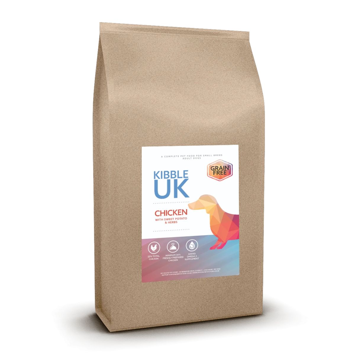 Grain Free Small Breed Dog Food - Chicken with Sweet Potato & Herbs - Kibble UK - My Online Pet Store