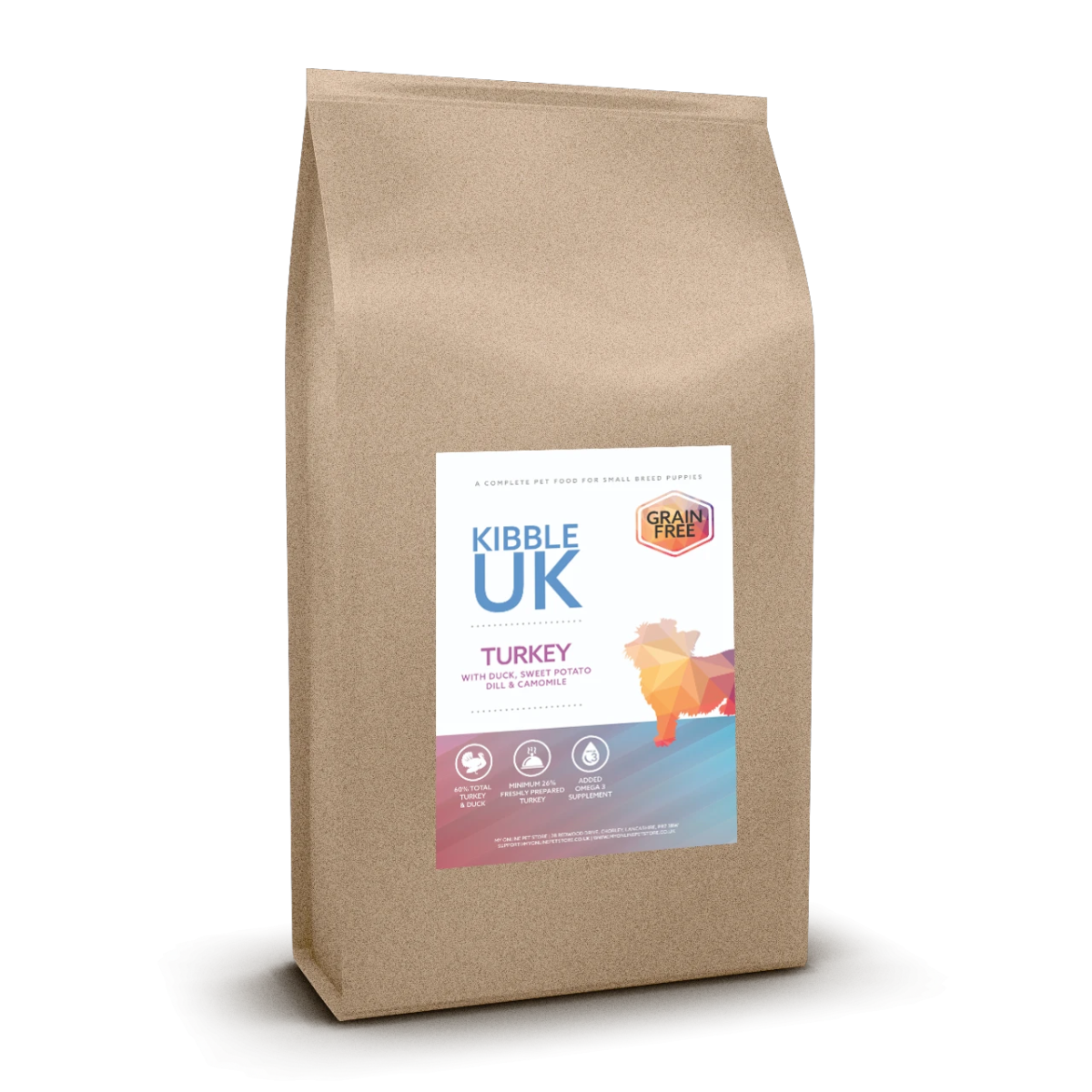 Grain Free Small Breed Puppy Food - Turkey with Duck, Sweet Potato, Dill & Camomile - Kibble UK - My Online Pet Store