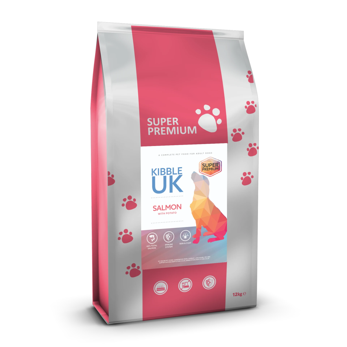 Super Premium Adult Dog Food Salmon Potato Kibble UK Made