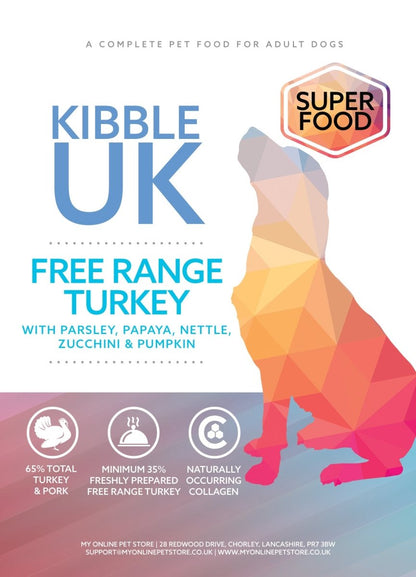 Superfood 65 ® Dog Food - Free Range Turkey with Parsley, Papaya, Nettle, Zucchini & Pumpkin - Kibble UK - My Online Pet Store