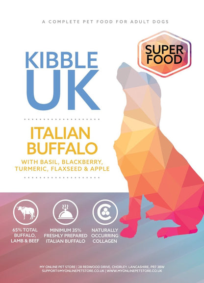 Superfood 65 ® Dog Food - Italian Buffalo with Basil, Blackberry, Turmeric, Flaxseed & Apple - Kibble UK - My Online Pet Store