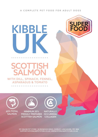 Superfood 65 ® Dog Food - Scottish Salmon with Dill, Spinach, Fennel, Asparagus & Tomato - Kibble UK - My Online Pet Store