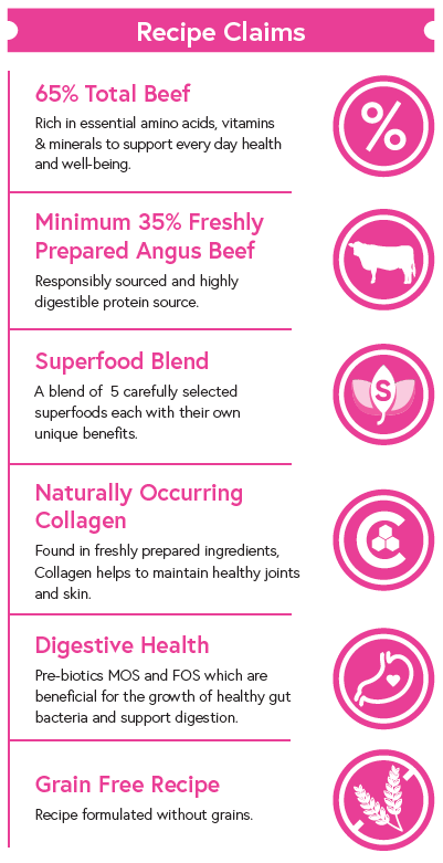 Superfood 65 ® Small Breed Dog Food - Angus Beef with Carrot, Green Beans, Cauliflower, Tomato & Courgette - Kibble UK