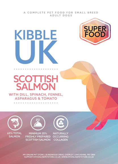 Superfood 65 ® Small Breed Dog Food - Scottish Salmon with Dill, Spinach, Fennel, Asparagus & Tomato - Kibble UK - My Online Pet Store