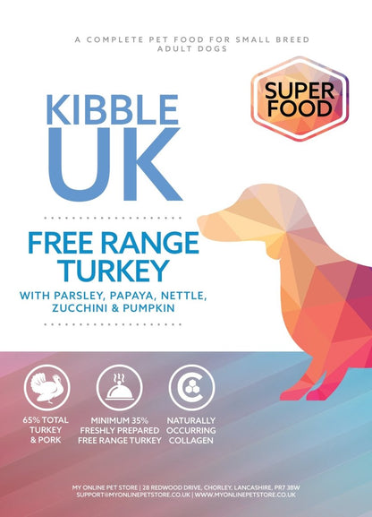 Superfood 65 ® Small Breed Dog Food - Turkey with Parsley, Papaya, Nettle, Zucchini & Pumpkin - Kibble UK - My Online Pet Store