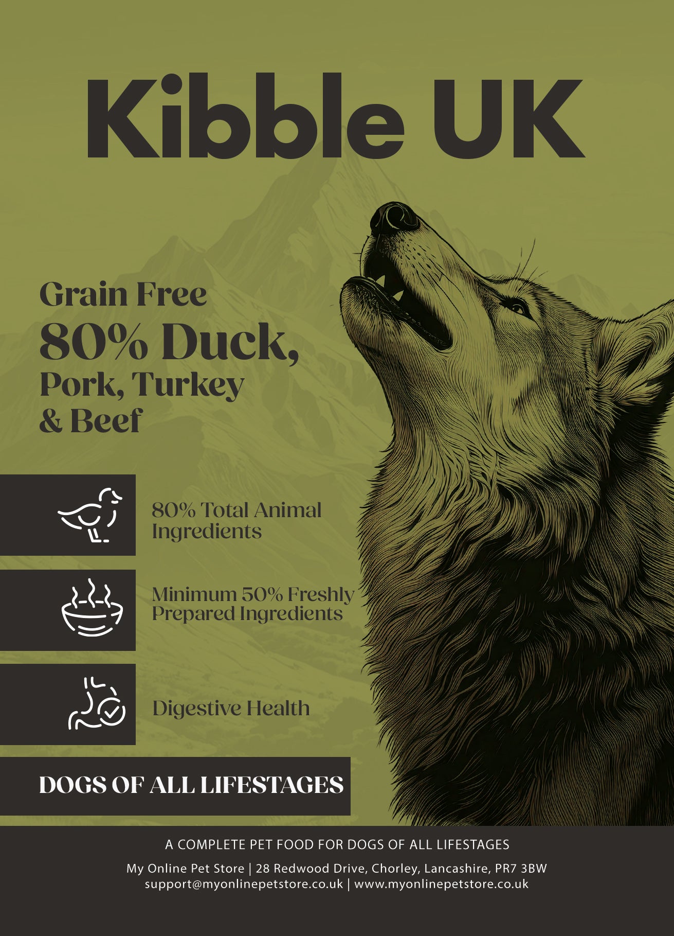 Wilderness 80 Grain Free Dog Food (All Lifestages) - Duck, Pork, Turkey & Angus Beef