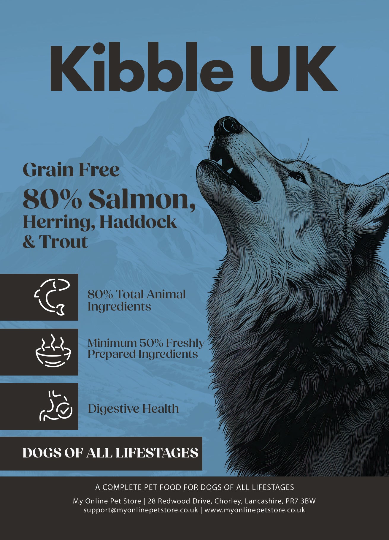 Wilderness 80 Grain Free Dog Food (All Lifestages) - Salmon, Herring, Haddock & Trout