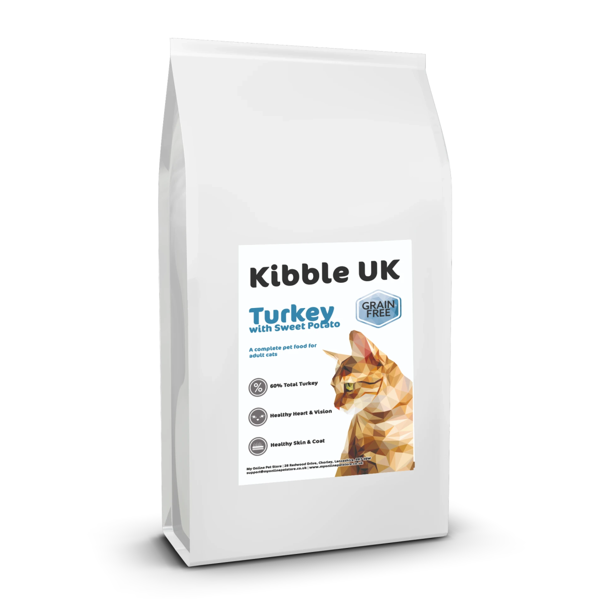 Grain Free Adult Cat Food - Turkey with Sweet Potato - Kibble UK - My Online Pet Store