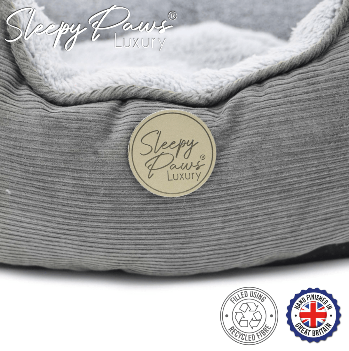 Ancol Sleepy Paws Grey Cord Square Bed - Kibble UK - My Online Pet Store