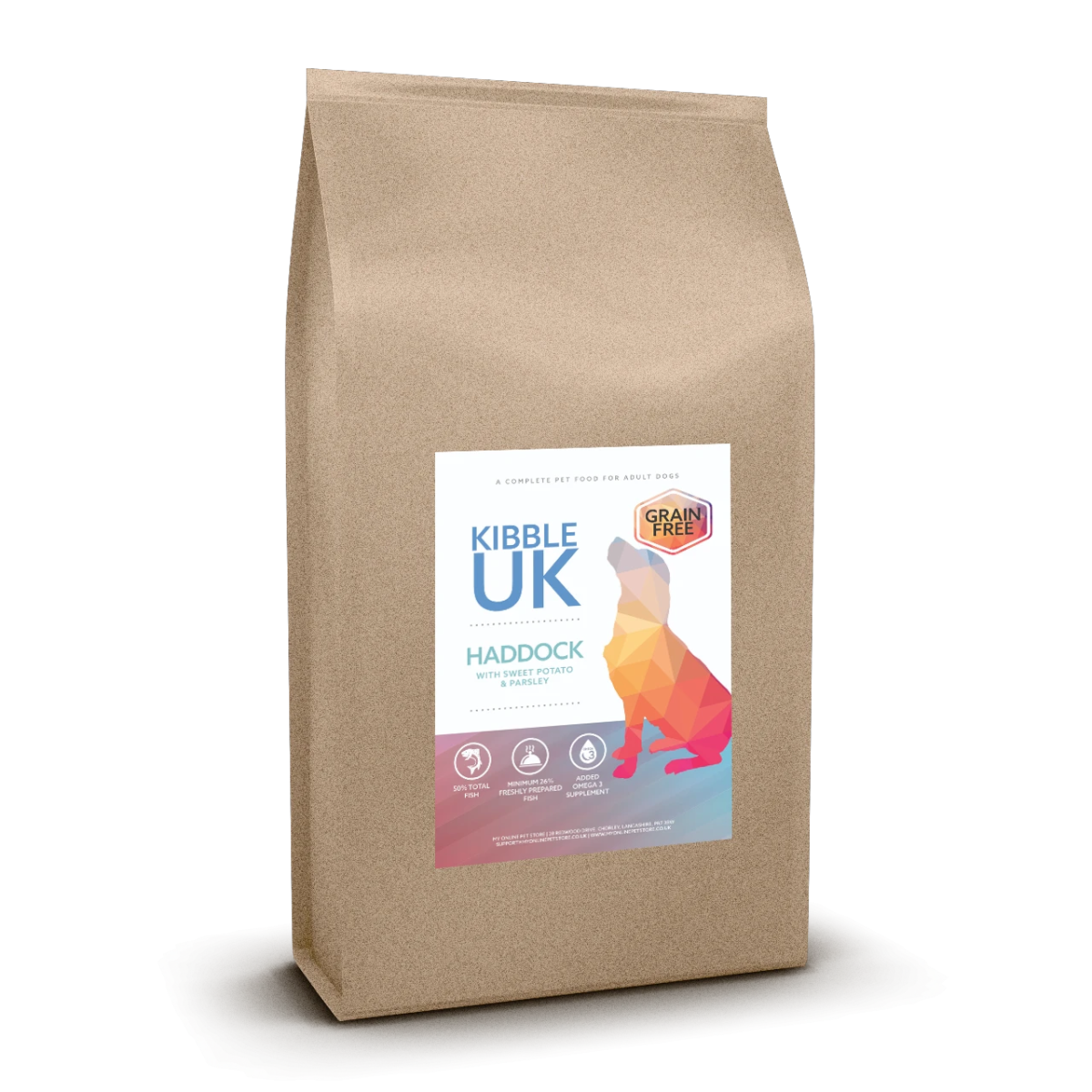 Grain Free Adult Dog Food - Haddock with Sweet Potato & Parsley - Kibble UK - My Online Pet Store