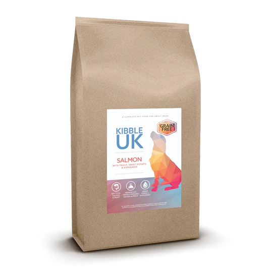 Grain Free Adult Dog Food - Salmon with Trout, Sweet Potato & Asparagus - Kibble UK - My Online Pet Store