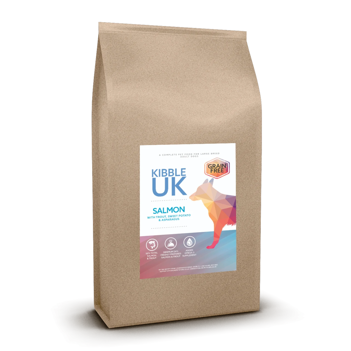 Grain Free Large Breed Dog Food- Salmon with Trout, Sweet Potato & Asparagus - Kibble UK - My Online Pet Store