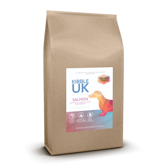 Grain Free Small Breed Dog Food - Salmon with Trout, Sweet Potato & Asparagus - Kibble UK - My Online Pet Store