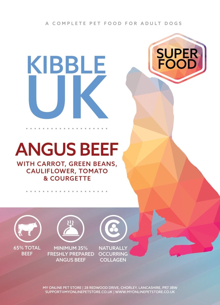 Superfood 65 ® Dog Food - Angus Beef with Carrot, Green Beans, Cauliflower, Tomato & Courgette - Kibble UK - My Online Pet Store