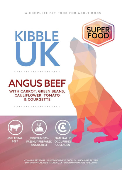 Superfood 65 ® Dog Food - Angus Beef with Carrot, Green Beans, Cauliflower, Tomato & Courgette - Kibble UK - My Online Pet Store