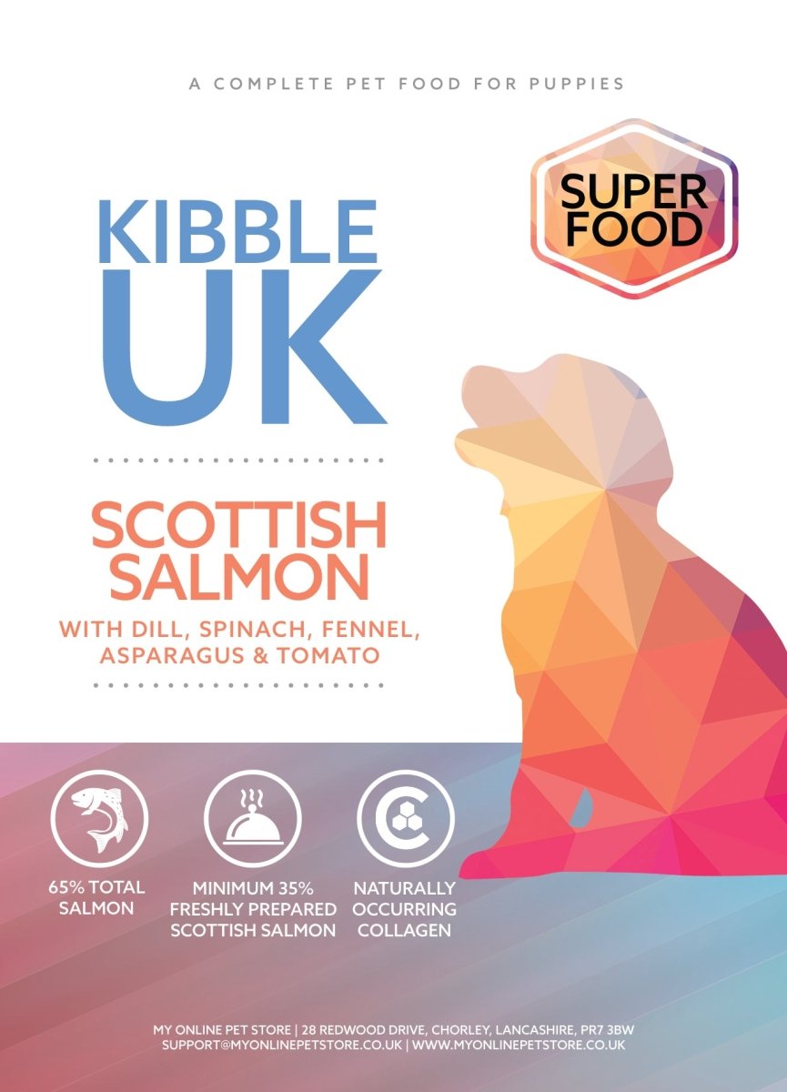 Superfood 65 ® Puppy Food - Scottish Salmon with Dill, Spinach, Fennel, Asparagus & Tomato - Kibble UK - My Online Pet Store