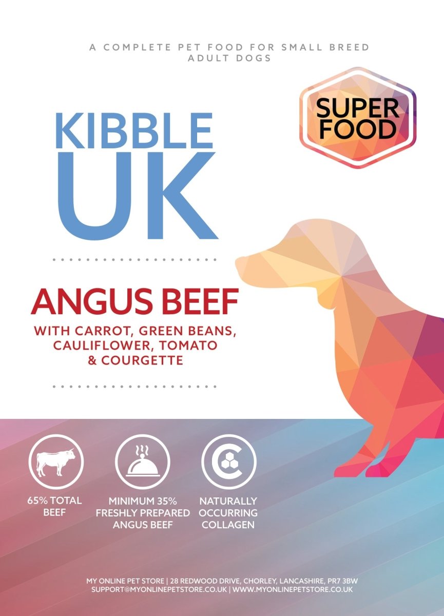 Superfood 65 ® Small Breed Dog Food - Angus Beef with Carrot, Green Beans, Cauliflower, Tomato & Courgette - Kibble UK